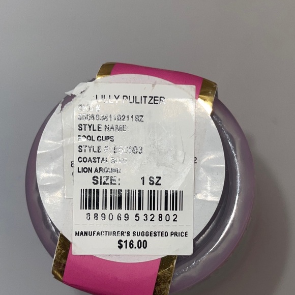 NWT Lilly Pulitzer Pool Cups Featured in Lion Around 6 piece set 14 oz reusable - Picture 5 of 8